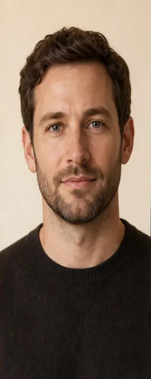 Fictional editorial portrait used for visual demonstration only
