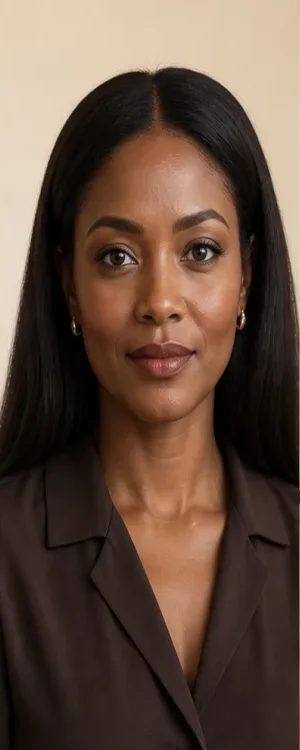 Fictional editorial portrait used for visual demonstration only